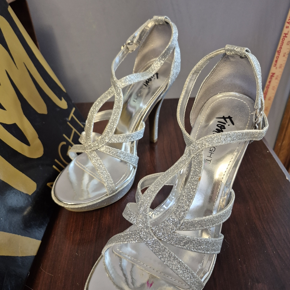 Silver Glitter High Heels by FIONI Clothing